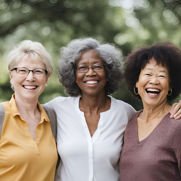 Three woman smiling